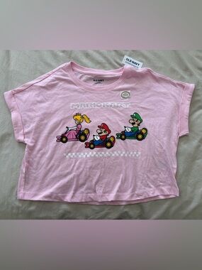 Old Navy Girls Pink Mario Kart Character Graphic Tee NWT Size Large(10/12)